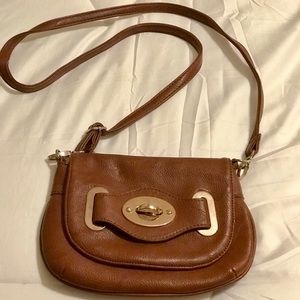 Satchel -  brown leather with gold embellishment